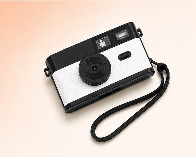 Kiekcam retro camera met polsbandje