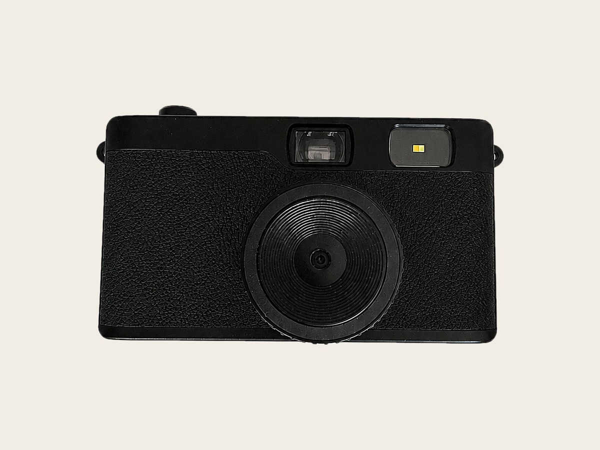Kiekcam retro camera in zwart